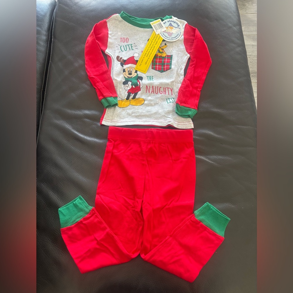 Disney Mickey Mouse Kids Holiday Snug Fitting Pajamas Set Size 4T
